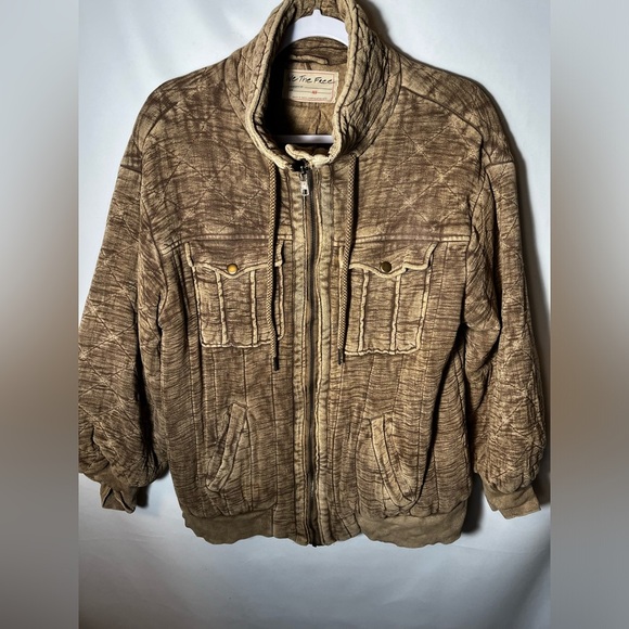 Free People Luna Cozy Bomber Jacket Oversized Zip Front Drawstring Detail XS - Picture 7 of 16